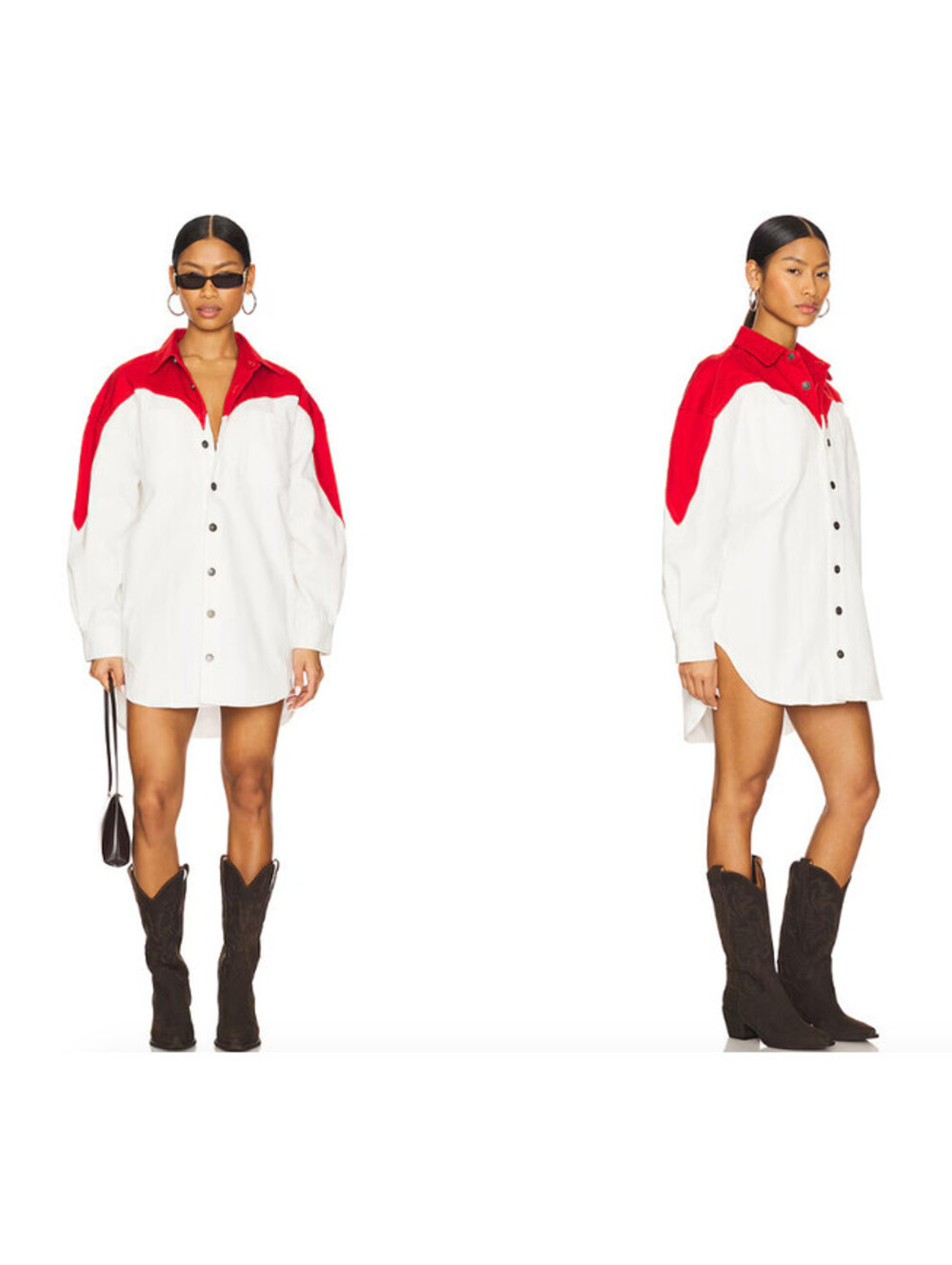 Fiorucci Heart Denim western Shirt Dress red white size 40 Italy S US $440msrp